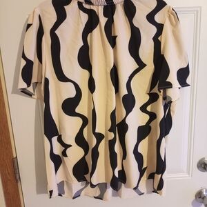 SHEIN Curve Black and Cream Women's Blouse